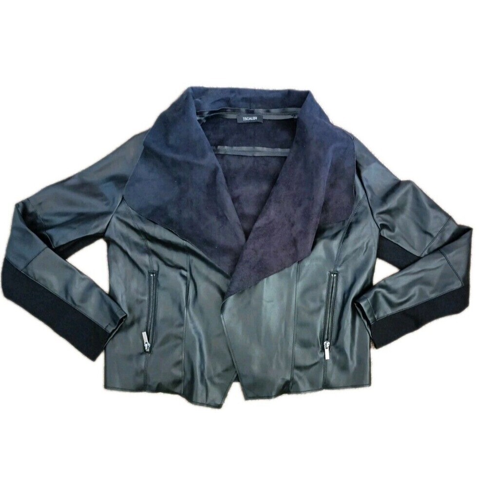 Escalier Jacket Blazer Size Large Vegan Leather Suede Black